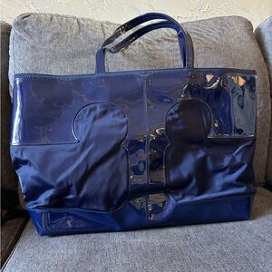 Tory Burch Navy Blue Ella Large Tote (W/ COA)